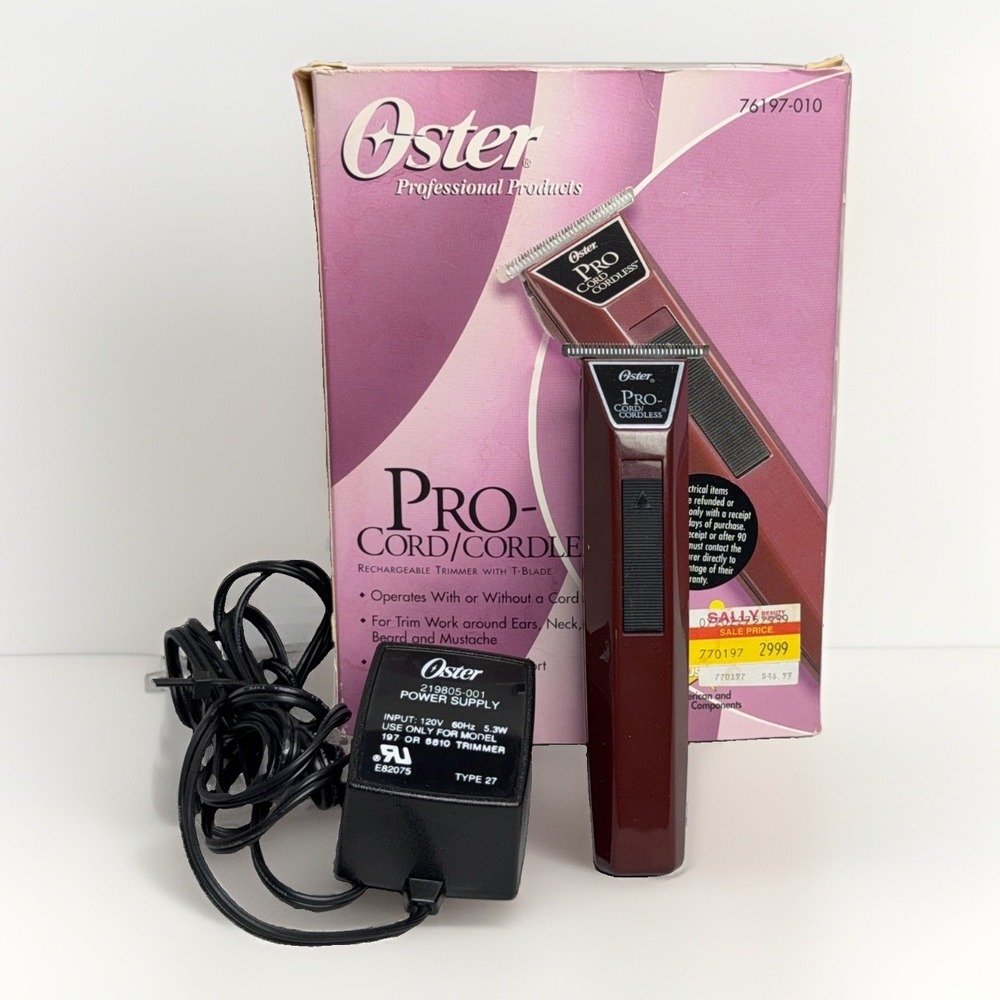 Vintage Oster Pro Corded Cordless Trimmer 76197-010  w/ Box Power Supply